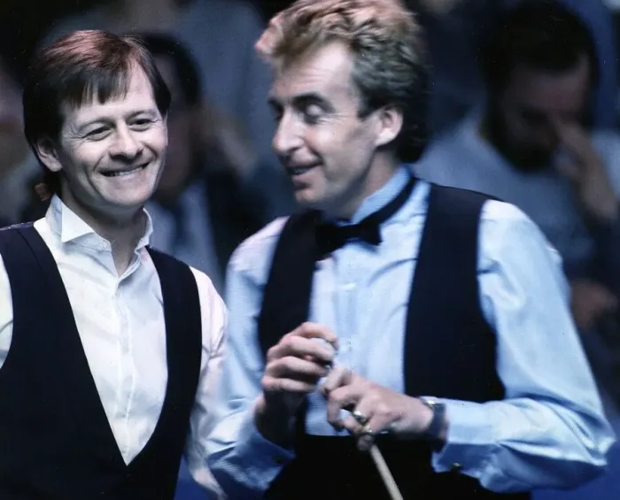 Framed Print : Alex Higgins snooker player alias Hurricane Higgins left with Terry Griffiths snooker Framed Print : Alex Higgins snooker player alias Hurricane Higgins left with Terry Griffiths snooker