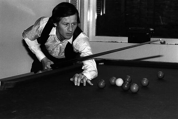 Alex Higgins World Snooker Champion Circa May 1982 pots a few balls at home after