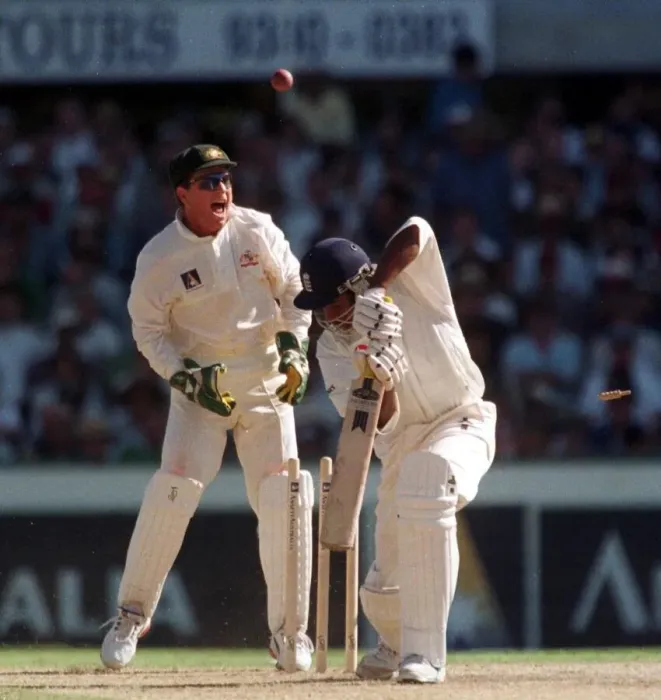 Framed Print : Alex Tudor England is bowled by Stuart MacGill Australia during fifth Ashes test Framed Print : Alex Tudor England is bowled by Stuart MacGill Australia during fifth Ashes test