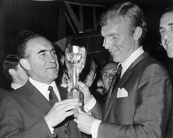Alf Ramsey and Bobby Moore pictured with the World Cup today. 31st July 1966