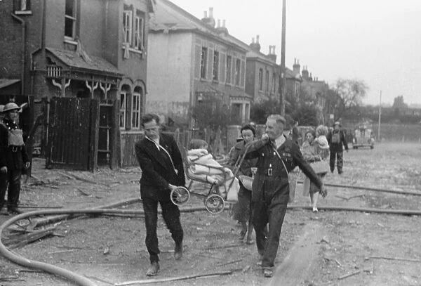 Alfieri. Air Raid damage at Malden, London. August 16th 1940