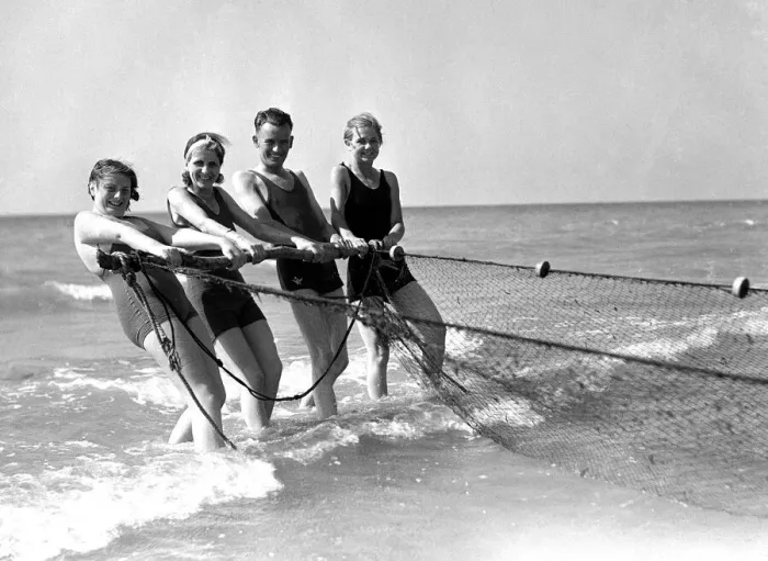 Framed Print : Alfieri. Pulling in the drag net. Figure Study. 29th August 1933 Framed Print : Alfieri. Pulling in the drag net. Figure Study. 29th August 1933