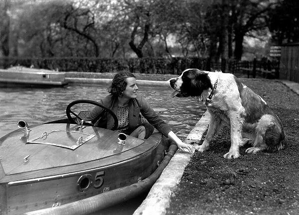 Alfieri. St. Bernard with girl and motor boat. 16th April 1933