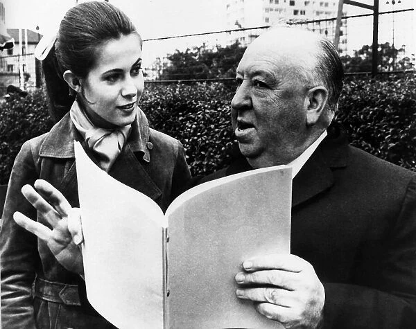 Alfred Hitchcock director with actress Claude Jade 1969