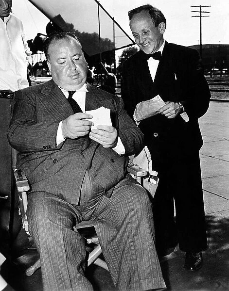 Alfred Hitchcock Film Director with Shorty Joseph Cotten