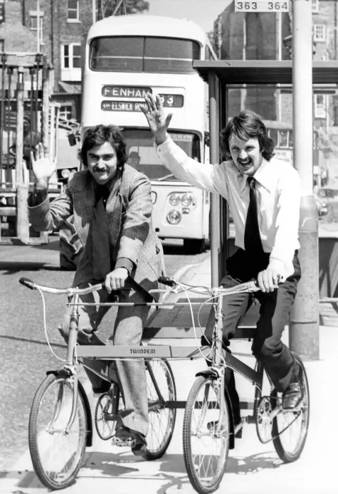 Framed Print : Alistair Ross (left) and Howard Dixon put their quadricycle through its paces in 1975