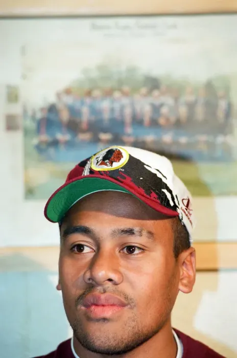 Framed Print : All Blacks rugby player Jonah Lomu during a press conference, while on a visit to Blaina Framed Print : All Blacks rugby player Jonah Lomu during a press conference, while on a visit to Blaina