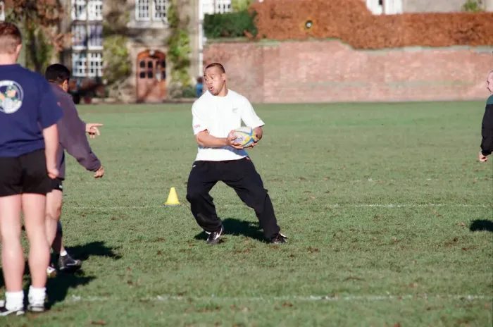 Framed Print : The All Blacks training at Rugby School. Pictured, Jonah Lomu. 2nd December 1997
