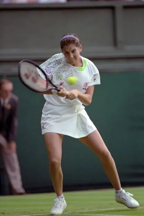 Framed Print : All England Lawn Tennis Championships at Wimbledon. Monica Seles in action during