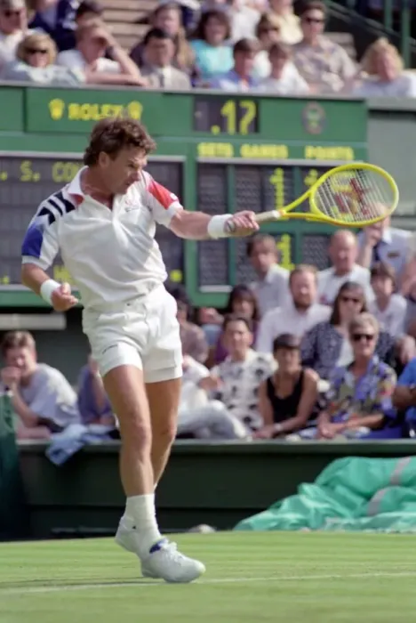 Framed Print : All England Lawn Tennis Championships at Wimbledon. Jimmy Connors in action during his Framed Print : All England Lawn Tennis Championships at Wimbledon. Jimmy Connors in action during his