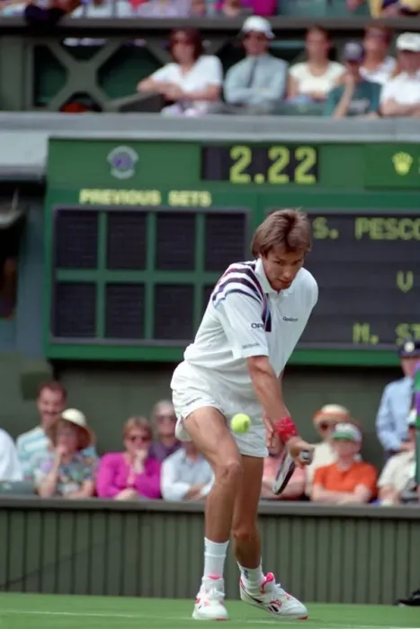 Framed Print : All England Lawn Tennis Championships at Wimbledon. Michael Stich in action during his Framed Print : All England Lawn Tennis Championships at Wimbledon. Michael Stich in action during his