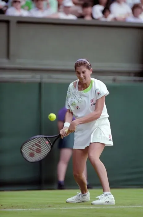 Framed Print : All England Lawn Tennis Championships at Wimbledon. Monica Seles in action during Framed Print : All England Lawn Tennis Championships at Wimbledon. Monica Seles in action during