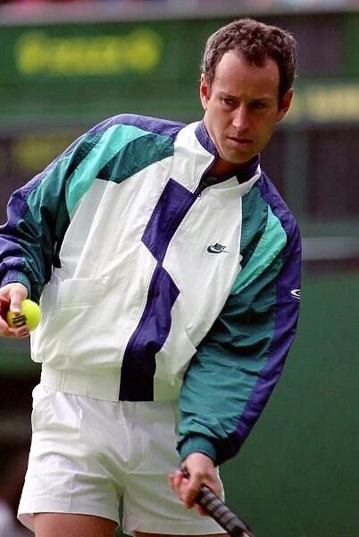 All England Lawn Tennis Championships at Wimbledon. John McEnroe warming up before
