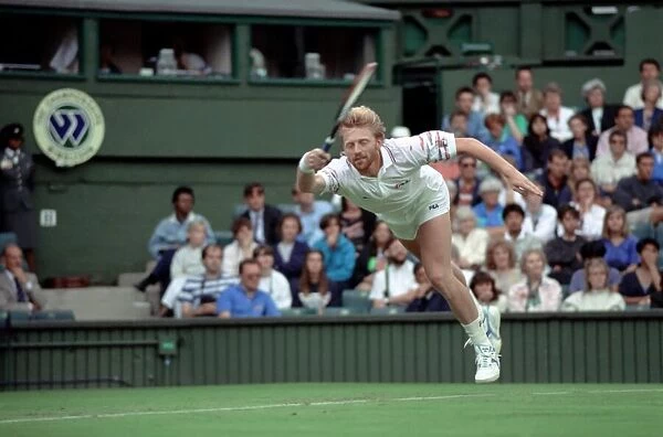 All England Lawn Tennis Championships at Wimbledon. Boris Becker in action against Omar