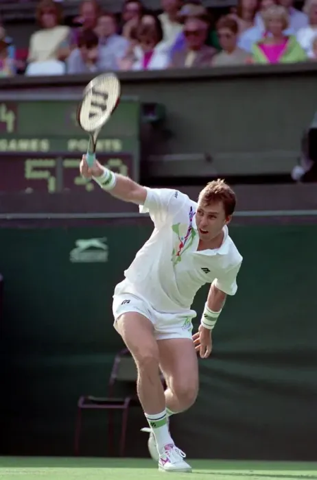 Framed Print : All England Lawn Tennis Championships at Wimbledon. Ivan Lendl in action against Kuhnen