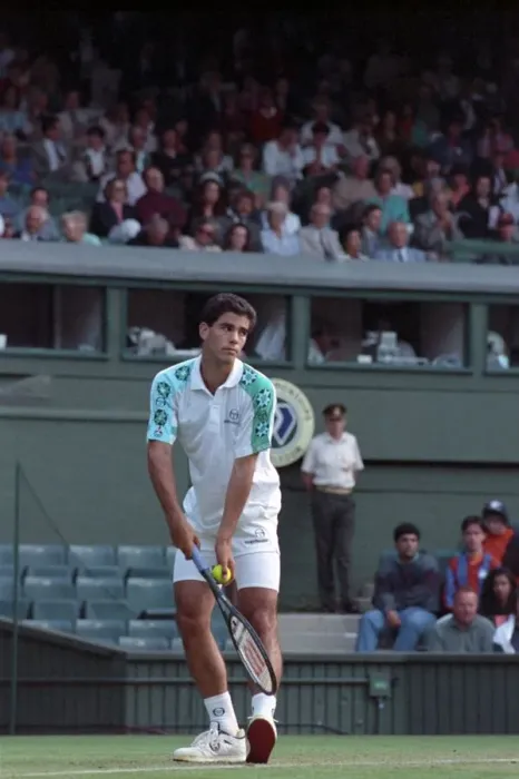 Framed Print : All England Lawn Tennis Championships at Wimbledon. Pete Sampras in action during Framed Print : All England Lawn Tennis Championships at Wimbledon. Pete Sampras in action during