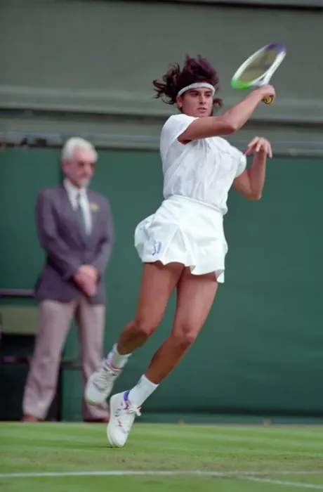 Framed Print : All England Lawn Tennis Championships at Wimbledon. Gabriella Sabatini in action Framed Print : All England Lawn Tennis Championships at Wimbledon. Gabriella Sabatini in action