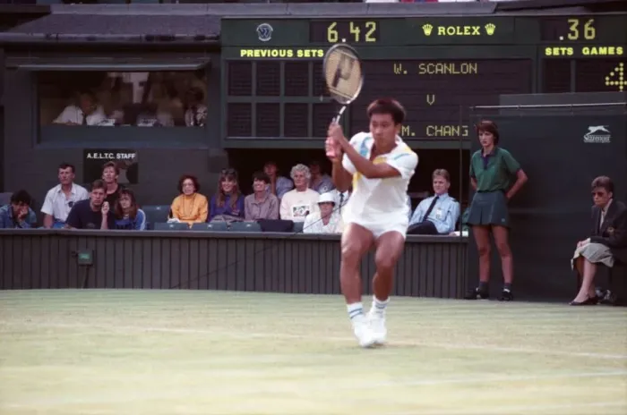 Framed Print : All England Lawn Tennis Championships at Wimbledon Michael Chang in action during Framed Print : All England Lawn Tennis Championships at Wimbledon Michael Chang in action during