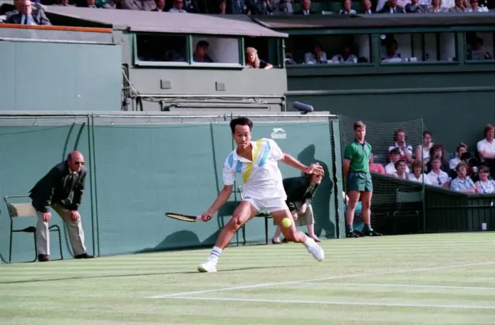 Framed Print : All England Lawn Tennis Championships at Wimbledon Michael Chang in action during