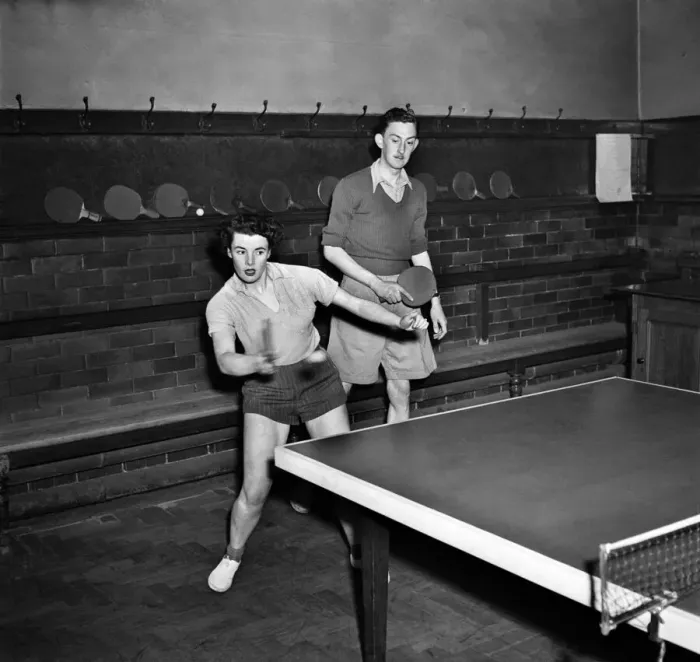 Framed Print : All England Police Table Tennis Championships. PC Derek Schofield and wife Joan in action Framed Print : All England Police Table Tennis Championships. PC Derek Schofield and wife Joan in action