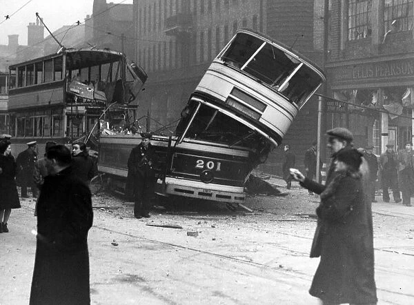 All that was left of the Sheffield trams after the raiders had passed