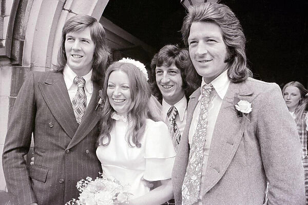 All star line up Bridgroom Bob Worthington left with bride Louise and brothers Dave