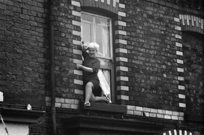 Framed Print : It was all systems go in Pringle Street as the residents of the tiny terraced street