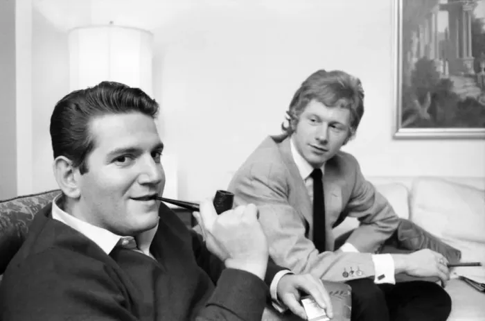 Framed Print : Allen Klein (left) and Andrew Loog Oldham meeting in London