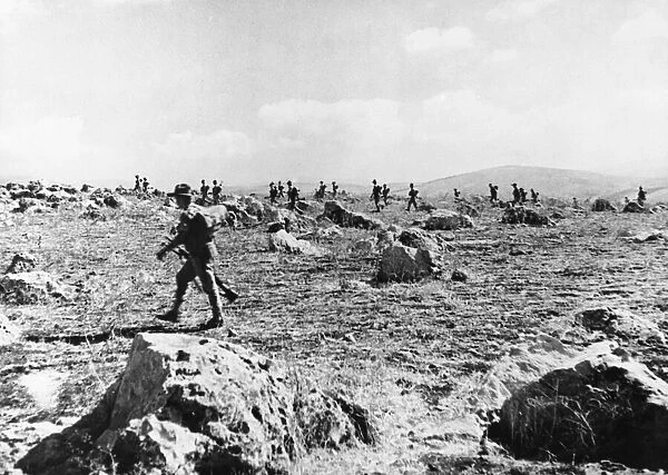 The Allied advance into Syria. Australian infantry marching across country in Syria