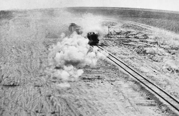 Allied air attack on an enemy train near Sidi Barrani during Second World War