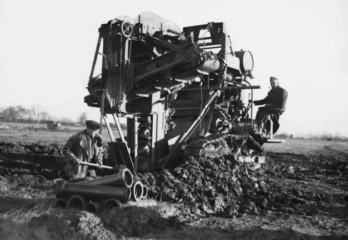 Framed Print : Allied trenching machine manned by the R. A. F during Second World War