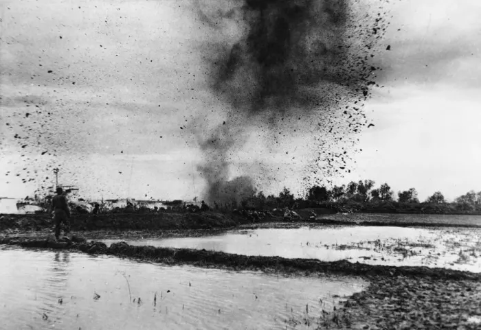 Framed Print : Allied troops make their way inland after landing in Rangoon Framed Print : Allied troops make their way inland after landing in Rangoon