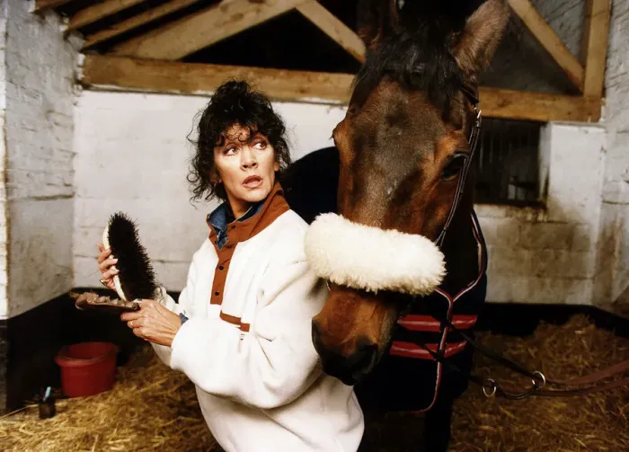 Framed Print : Amanda Barrie Actress from Coronation Street'with famous racehorse Red Rum Framed Print : Amanda Barrie Actress from Coronation Street'with famous racehorse Red Rum