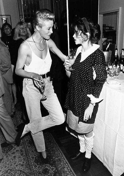 Amanda Donohoe and Helena Bonham Carter actresses 1988 at launch of magazine Elle