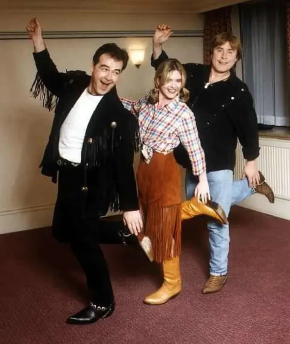 : Amanda Ward, Mirror staff, with Billy Hartman and Alun Lewis actor who plays Zak Dingle : Amanda Ward, Mirror staff, with Billy Hartman and Alun Lewis actor who plays Zak Dingle