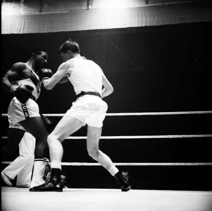Framed Print : Amateur boxing match between the USA and England at Wembley