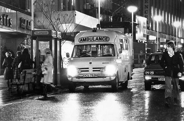 An ambulance parked on Northumberland Street, Newcastle