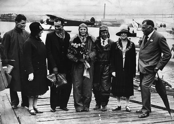 Amelia Earhart airwoman who flew the Atlantic with Raymond & Mrs Guest who largely