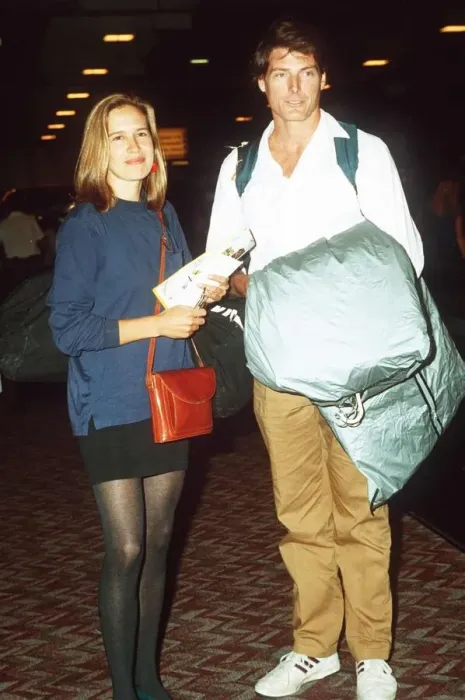 Framed Print : American actor Christopher Reeve with his girlfriend Dana Norosini at the Airport dbase Framed Print : American actor Christopher Reeve with his girlfriend Dana Norosini at the Airport dbase