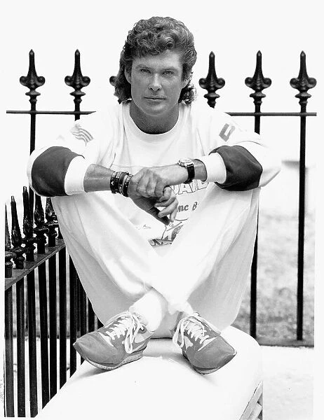 American Actor David Hasselhoff poses during a visit to London June 1989