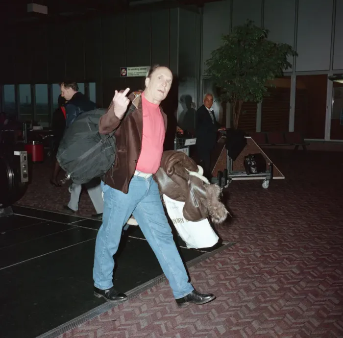 Framed Print : American actor Robert Duvall leaving Heathrow Airport for New York on Concorde