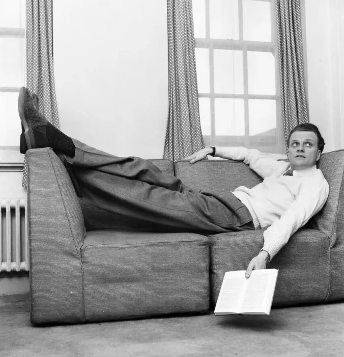 Framed Print : American evangelist Billy Graham relaxing at his London as his three month London crusade Framed Print : American evangelist Billy Graham relaxing at his London as his three month London crusade