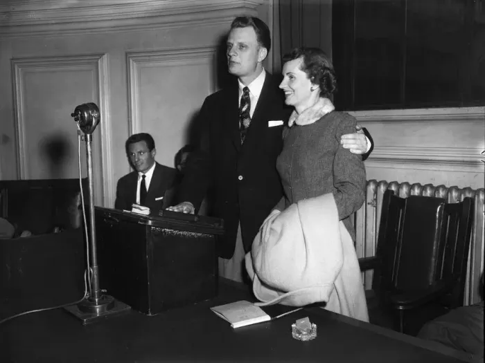 Framed Print : American evangelist Billy Graham with his wife Ruth at the Central Hall in Westminster