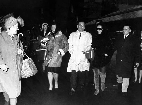 American film star Elizabeth Taylor is pictured arriving in Cardiff where she was to