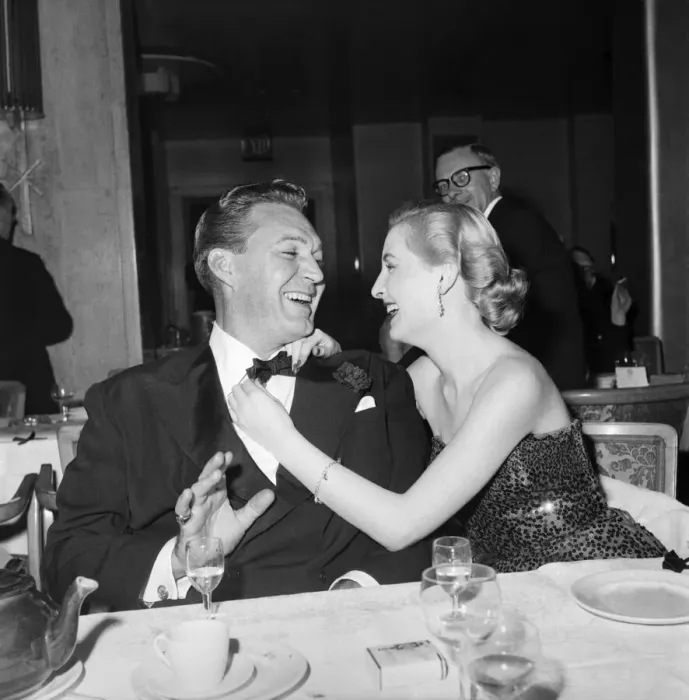 Framed Print : American film star Forest Tucker seen here with model Anne West at the Fashion Ball