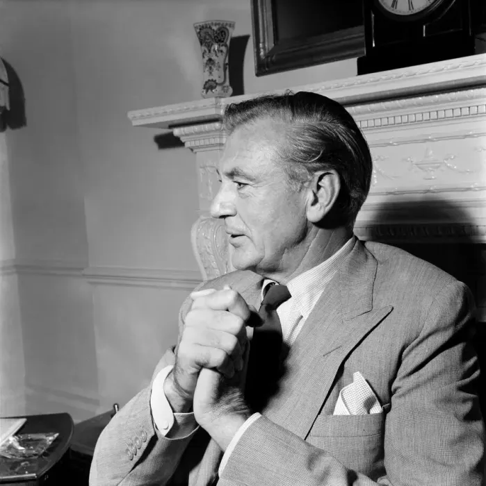 Framed Print : American film star Gary Cooper arrived in London for the European premiere of his new Framed Print : American film star Gary Cooper arrived in London for the European premiere of his new