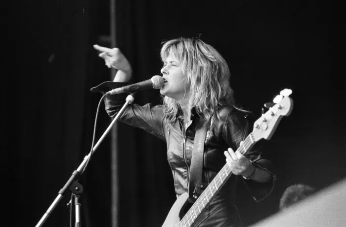 Framed Print : American glam rock musician Suzi Quatro performing on stage on Saturday night Framed Print : American glam rock musician Suzi Quatro performing on stage on Saturday night