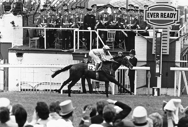 American jockey Steve Cauthen in action to win the Epsom Derby on Slip Anchor