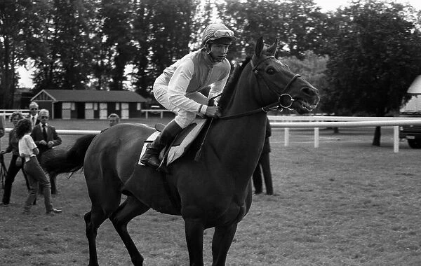 American jockey Steve Cauthen riding Ferryman at Kempton Park, July 1987