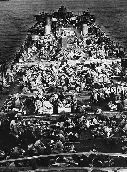 American landing craft moves to Okinawa. June 15th 1945